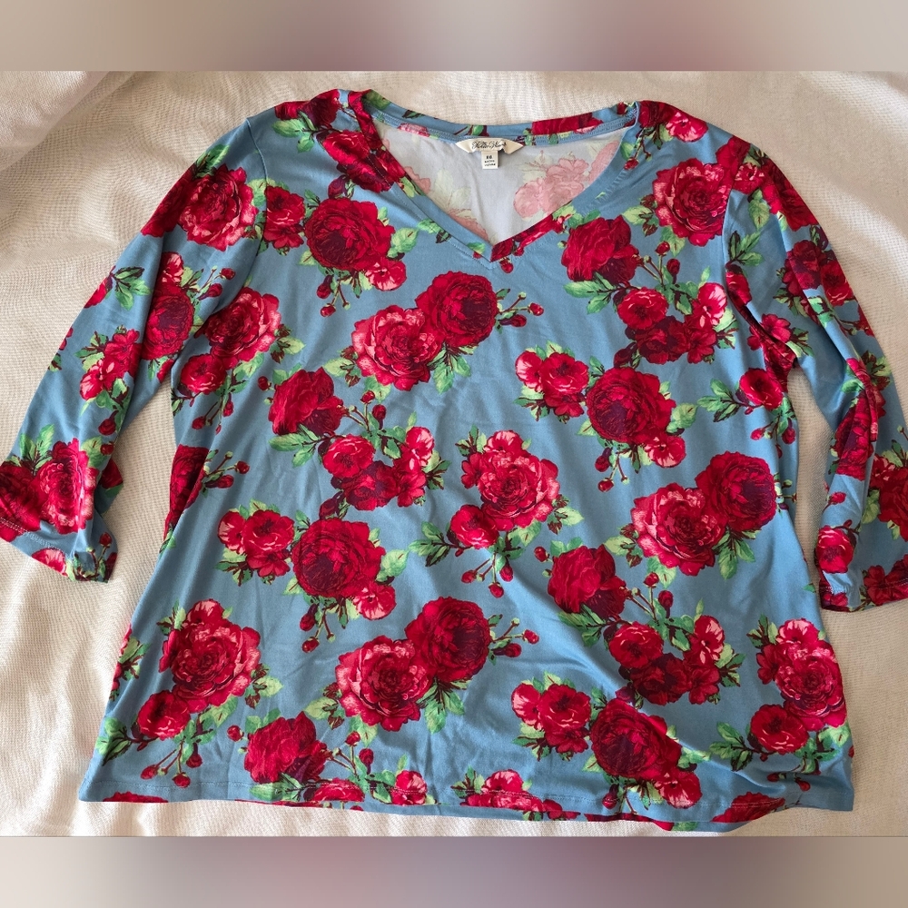 * The Pioneer Women Floral‎ V-Neck Long Sleeve Blouse Plus XXL Size Flowy